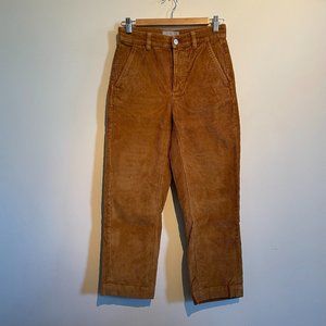 Everlane corduroy straight leg crop pants in golden brown